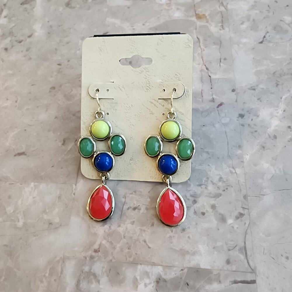 Stony Multi-Colored Beaded Dangle Earrings